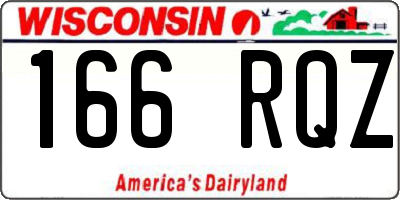 WI license plate 166RQZ