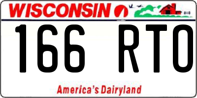 WI license plate 166RTO