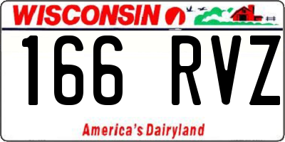 WI license plate 166RVZ