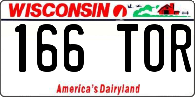 WI license plate 166TOR