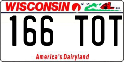 WI license plate 166TOT