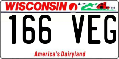 WI license plate 166VEG