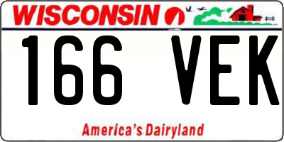 WI license plate 166VEK