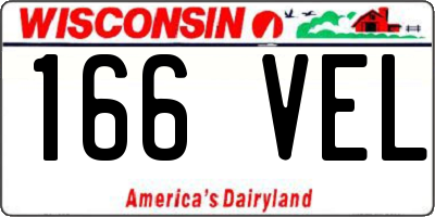 WI license plate 166VEL