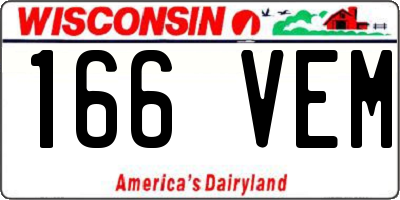 WI license plate 166VEM