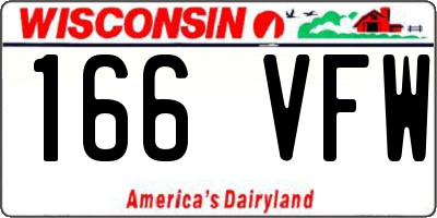 WI license plate 166VFW