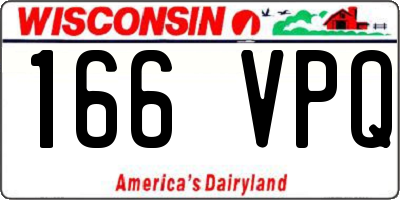 WI license plate 166VPQ