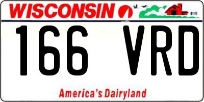 WI license plate 166VRD