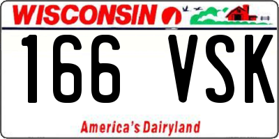 WI license plate 166VSK