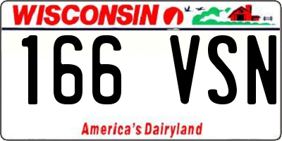 WI license plate 166VSN