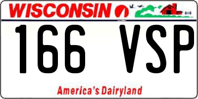 WI license plate 166VSP