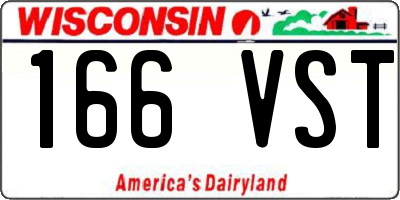 WI license plate 166VST