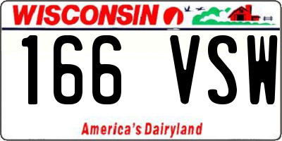 WI license plate 166VSW