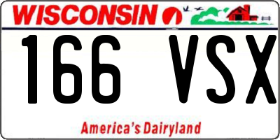 WI license plate 166VSX