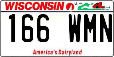 WI license plate 166WMN