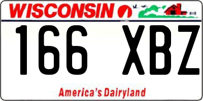 WI license plate 166XBZ