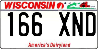 WI license plate 166XND