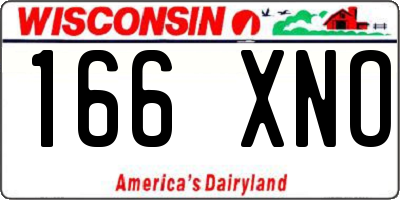 WI license plate 166XNO