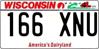 WI license plate 166XNU