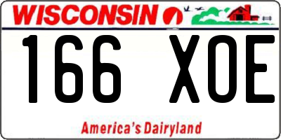 WI license plate 166XOE
