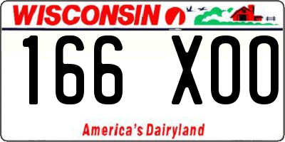 WI license plate 166XOO