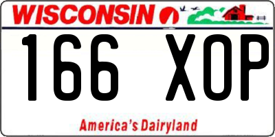 WI license plate 166XOP