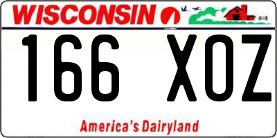 WI license plate 166XOZ