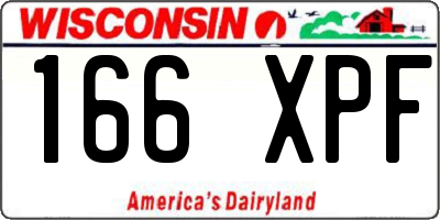 WI license plate 166XPF