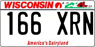 WI license plate 166XRN
