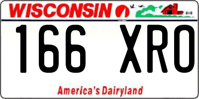 WI license plate 166XRO