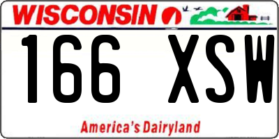 WI license plate 166XSW