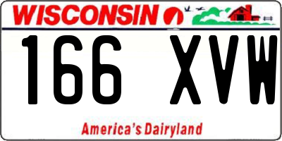 WI license plate 166XVW