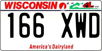 WI license plate 166XWD