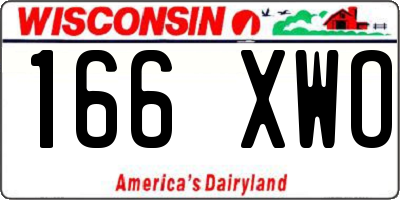 WI license plate 166XWO