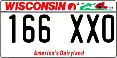 WI license plate 166XXO