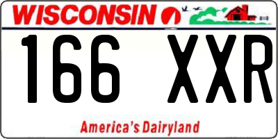 WI license plate 166XXR