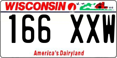 WI license plate 166XXW