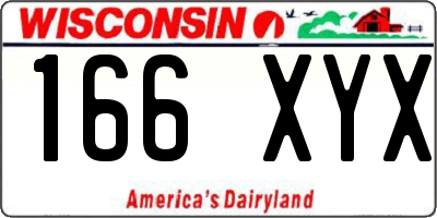 WI license plate 166XYX