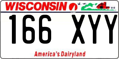 WI license plate 166XYY