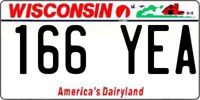 WI license plate 166YEA