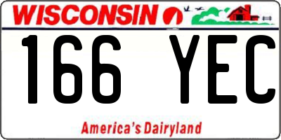WI license plate 166YEC