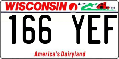 WI license plate 166YEF