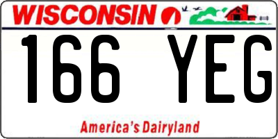 WI license plate 166YEG