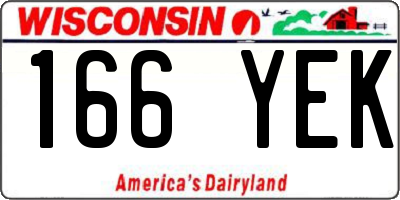WI license plate 166YEK