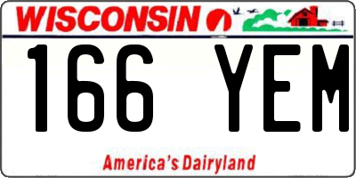 WI license plate 166YEM