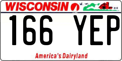 WI license plate 166YEP