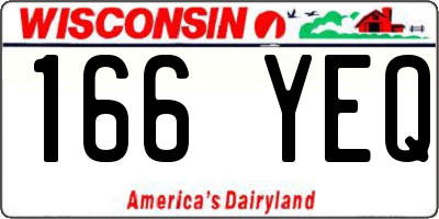 WI license plate 166YEQ