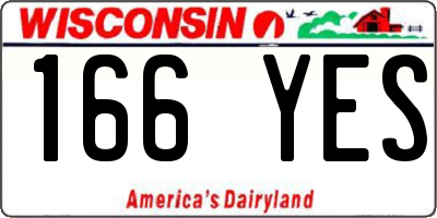 WI license plate 166YES