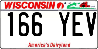 WI license plate 166YEV