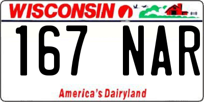 WI license plate 167NAR